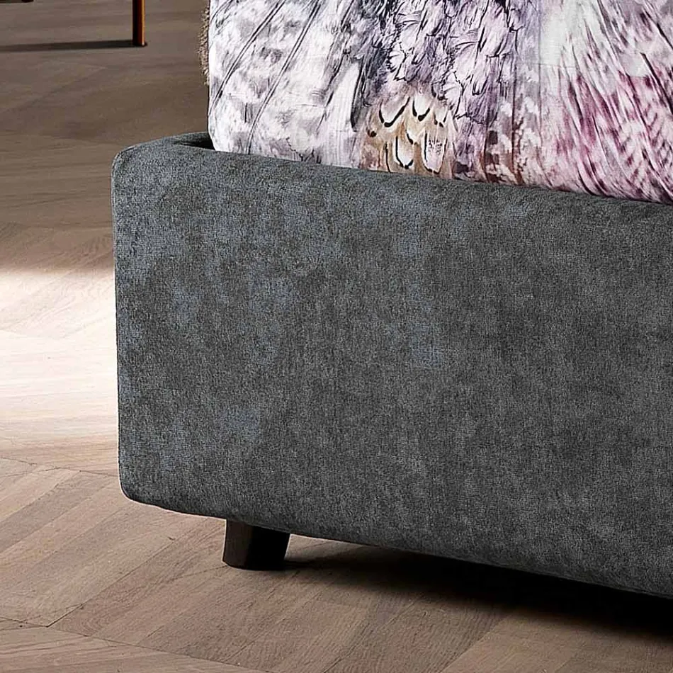 Modern gestoffeerd tweepersoonsbed met gewatteerd of glad ontwerp - Aftamo Viadurini