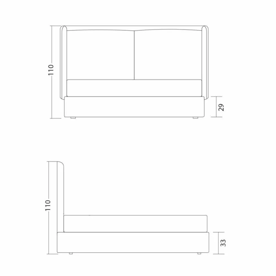 Modern tweepersoonsbed, zonder opslag, Kate door Bolzan Viadurini