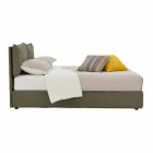 Dubbel bed bekleed met stof met zwarte voeten Made in Italy - Bandola Viadurini