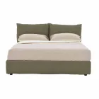 Dubbel bed bekleed met stof met zwarte voeten Made in Italy - Bandola Viadurini