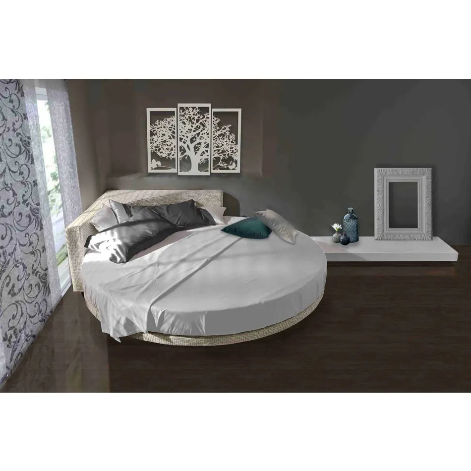 Modern rond tweepersoonsbed met hoekig hoofdeinde Made in Italy - Tima Viadurini