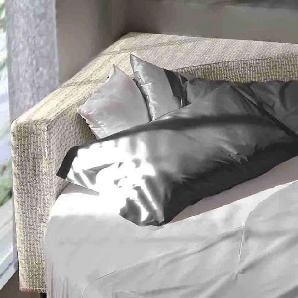 Modern rond tweepersoonsbed met hoekig hoofdeinde Made in Italy - Tima Viadurini