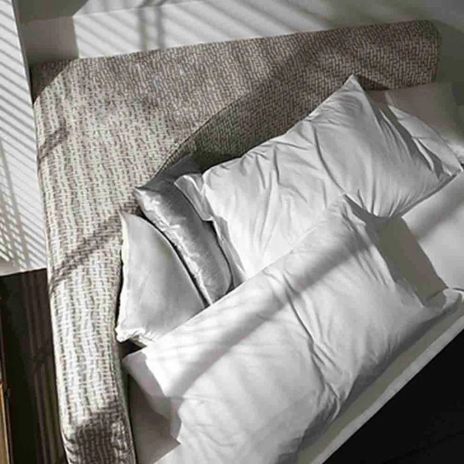 Modern rond tweepersoonsbed met hoekig hoofdeinde Made in Italy - Tima Viadurini