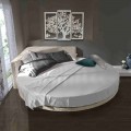 Modern rond tweepersoonsbed met hoekig hoofdeinde Made in Italy - Tima