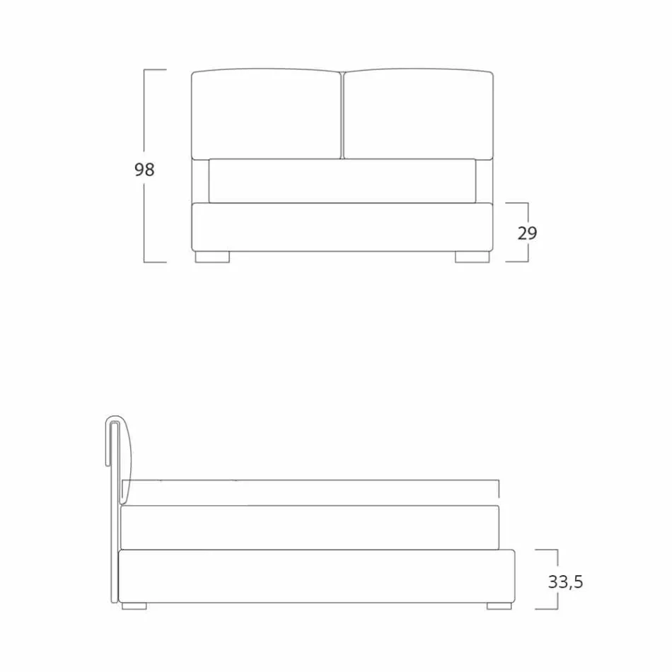 Tweepersoonsbed zonder doos, hedendaags design, Iorca by Bolzan Viadurini