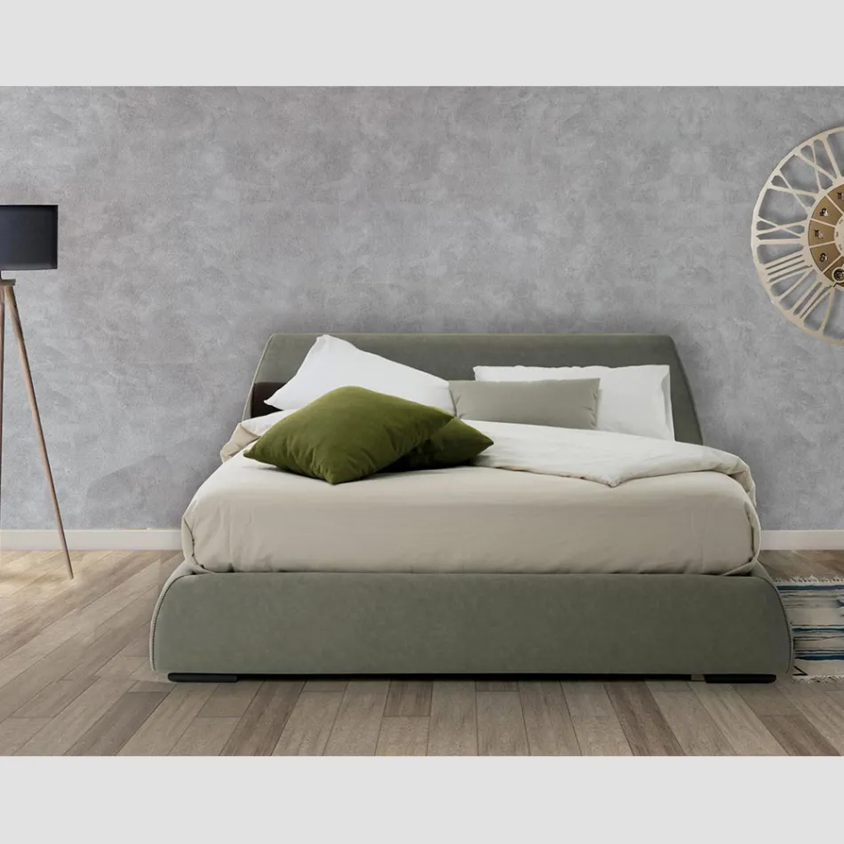 Modern tweepersoonsbed met stoffen of eco-lederen box Made in Italy - Minerva Viadurini