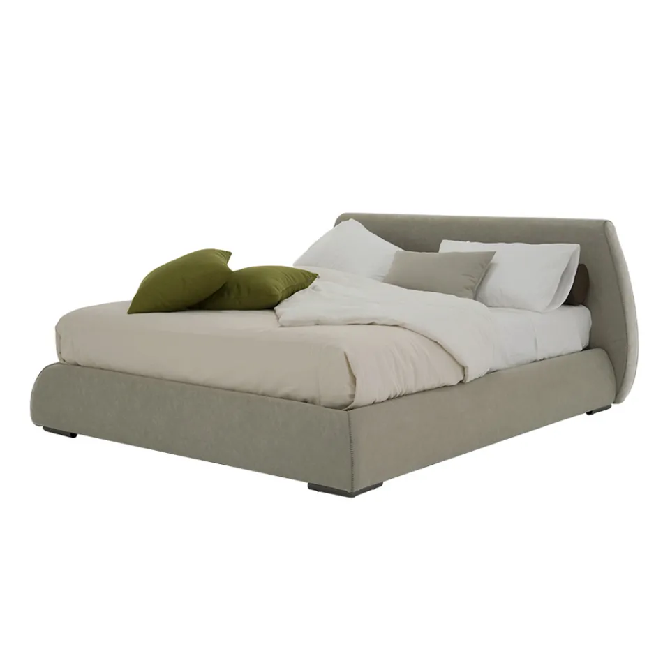 Modern tweepersoonsbed met stoffen of eco-lederen box Made in Italy - Minerva Viadurini
