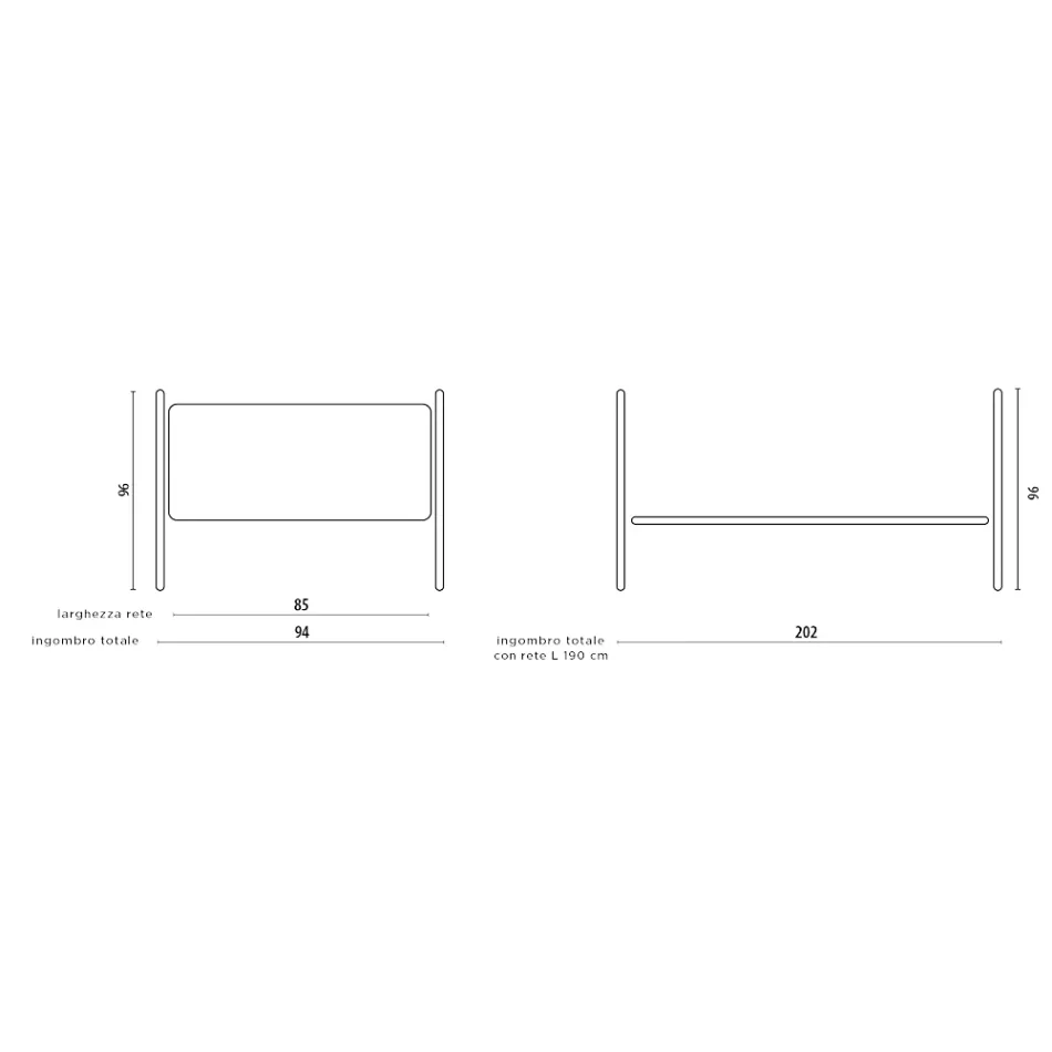 Eenpersoonsbed met gecoördineerde ijzeren structuur Made in Italy - Lillo Viadurini