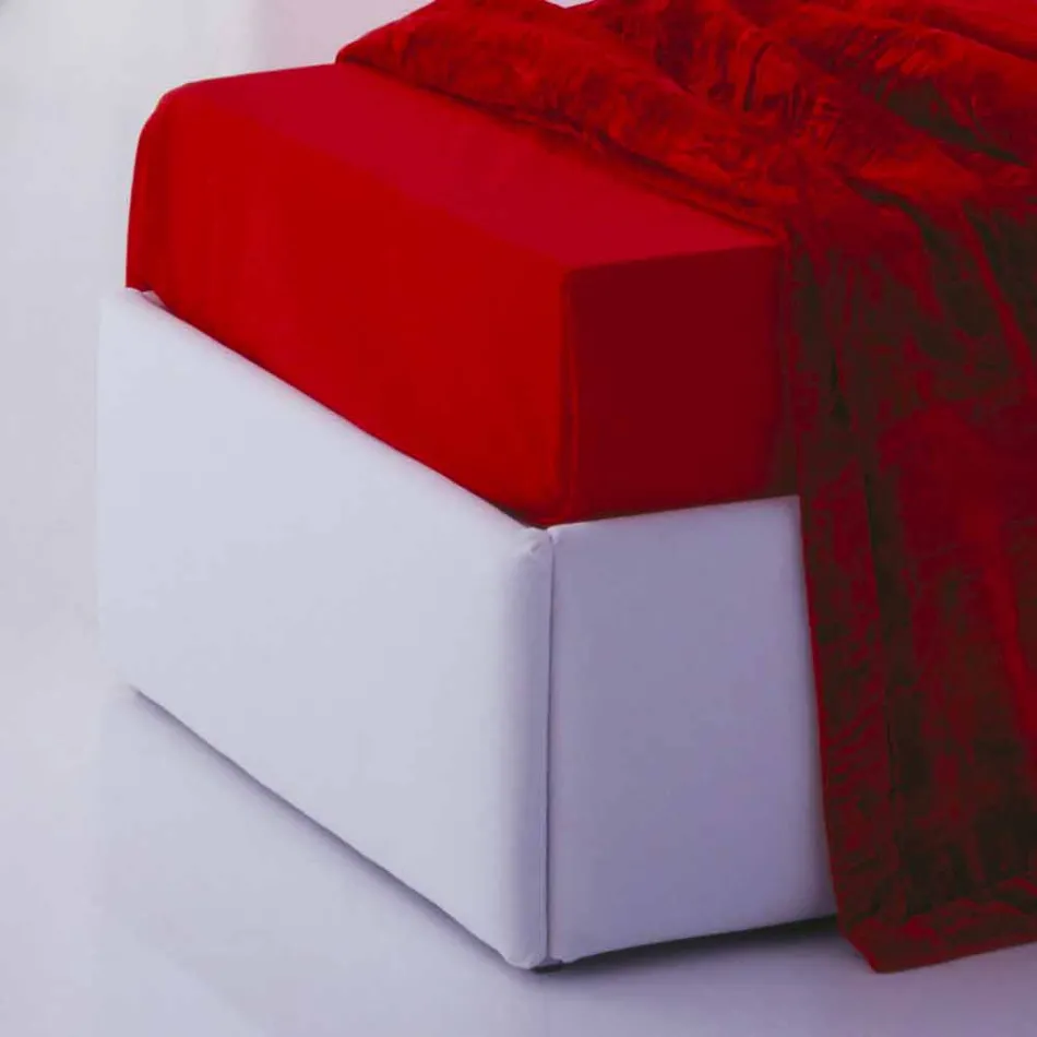 Eenpersoonsbed met hoofdeinde, strijkijzer en houten structuur Line by Bolzan Viadurini