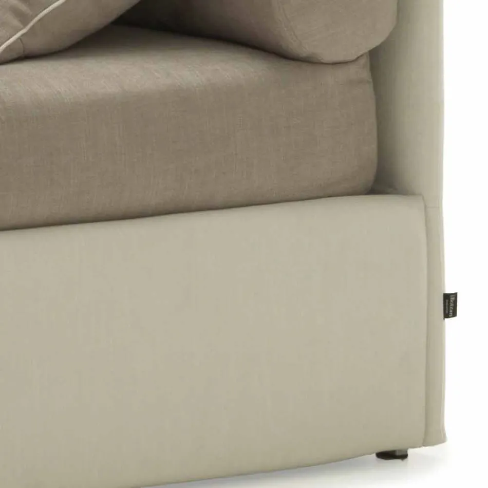 Eenpersoonsbed met hoofdeinde, strijkijzer en houten structuur Line by Bolzan Viadurini