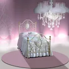 Single Bed in smeedijzer Turquoise Viadurini