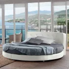 Rond design tweepersoonsbed bekleed met eco-leer - Faenza Viadurini