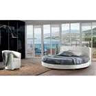 Rond design tweepersoonsbed bekleed met eco-leer - Faenza Viadurini