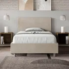 120x200 cm tweepersoonsbed (Queen Size) met hoofdbord van microvezel, gemaakt in Italië - Pallone Viadurini