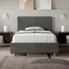 120x200 cm tweepersoonsbed (Queen Size) met hoofdbord van microvezel, gemaakt in Italië - Pallone Viadurini
