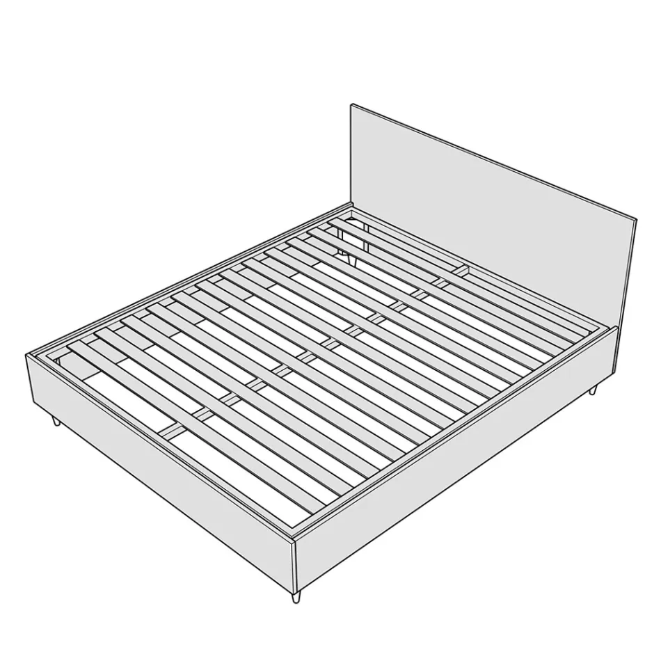 120x200 cm tweepersoonsbed (Queen Size) met hoofdbord van microvezel, gemaakt in Italië - Pallone Viadurini