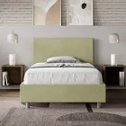 120x200 cm tweepersoonsbed (Queen Size) met hoofdbord van microvezel, gemaakt in Italië - Pallone Viadurini