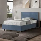 120x200 cm tweepersoonsbed (Queen Size) met hoofdbord van microvezel, gemaakt in Italië - Pallone Viadurini