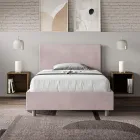 120x200 cm tweepersoonsbed (Queen Size) met hoofdbord van microvezel, gemaakt in Italië - Pallone Viadurini