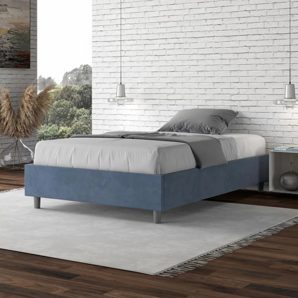 Tweepersoonsbed (queensize) 120x200 cm, bekleed met microvezel, gemaakt in Italië - Athlete Viadurini