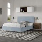 Tweepersoonsbed 140x200 cm met hoofdbord van microvezel, gemaakt in Italië - Pallone Viadurini