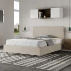 Tweepersoonsbed 140x200 cm met hoofdbord van microvezel, gemaakt in Italië - Pallone Viadurini