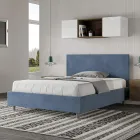 Tweepersoonsbed 140x200 cm met hoofdbord van microvezel, gemaakt in Italië - Pallone Viadurini