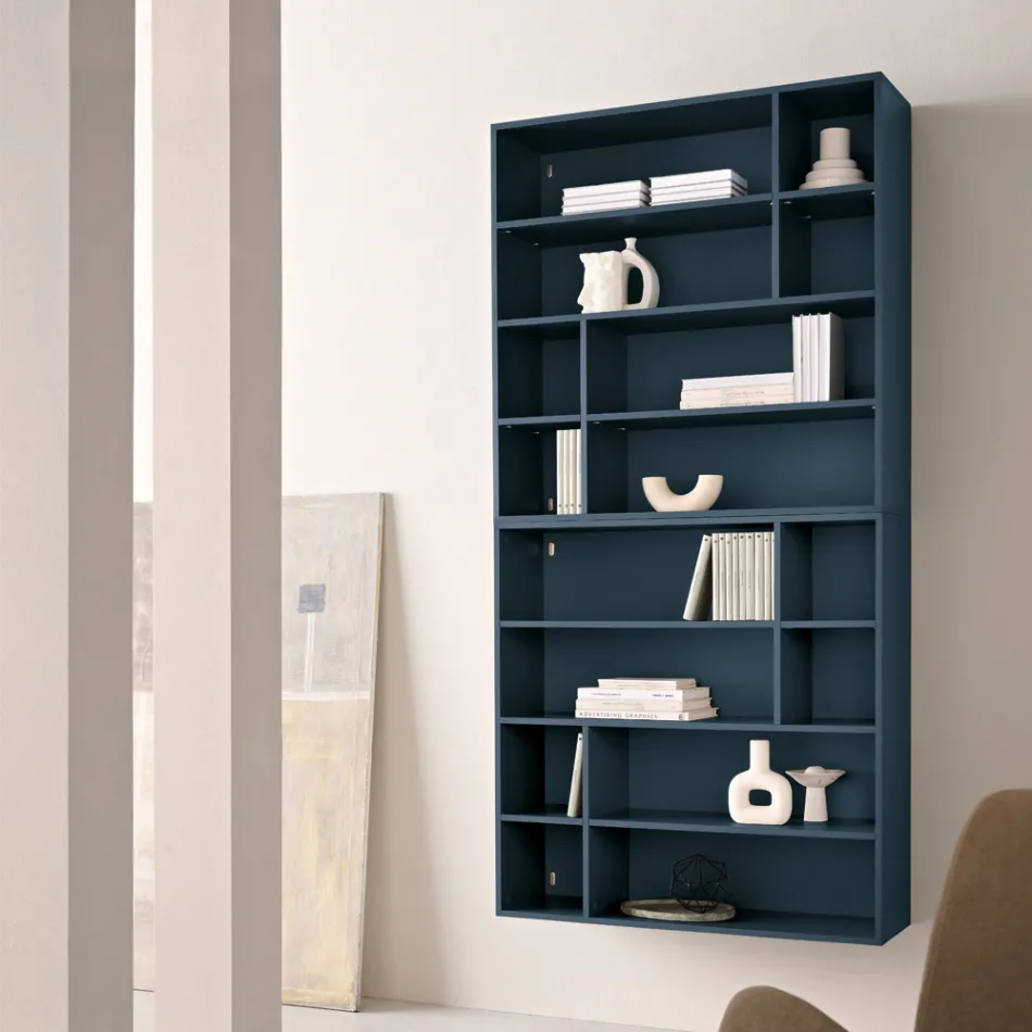 Design wandboekenkast van melamine in diverse kleuren, gemaakt in Italië - Kea Viadurini