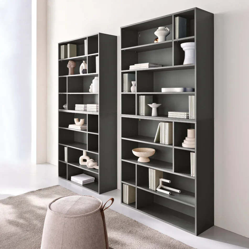 Design wandboekenkast van melamine in diverse kleuren, gemaakt in Italië - Kea Viadurini