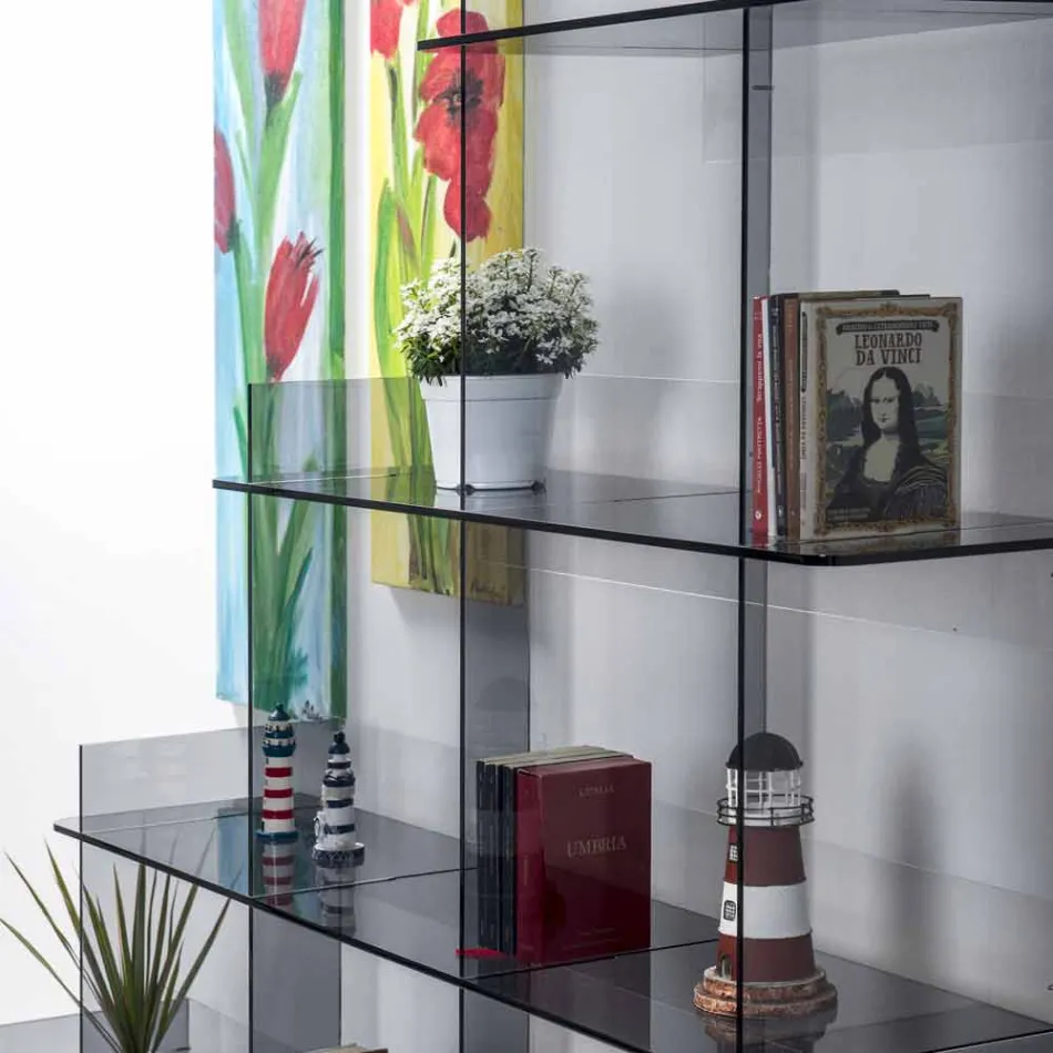 In Boekenkasten gerookte Sfera3 W180 x H180 x D30 cm, made in Italy Viadurini