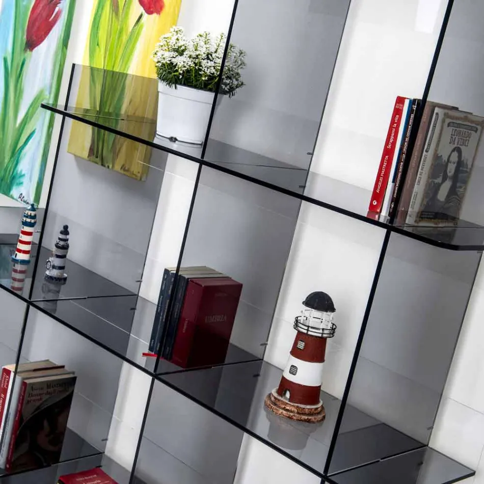 In Boekenkasten gerookte Sfera3 W180 x H180 x D30 cm, made in Italy Viadurini