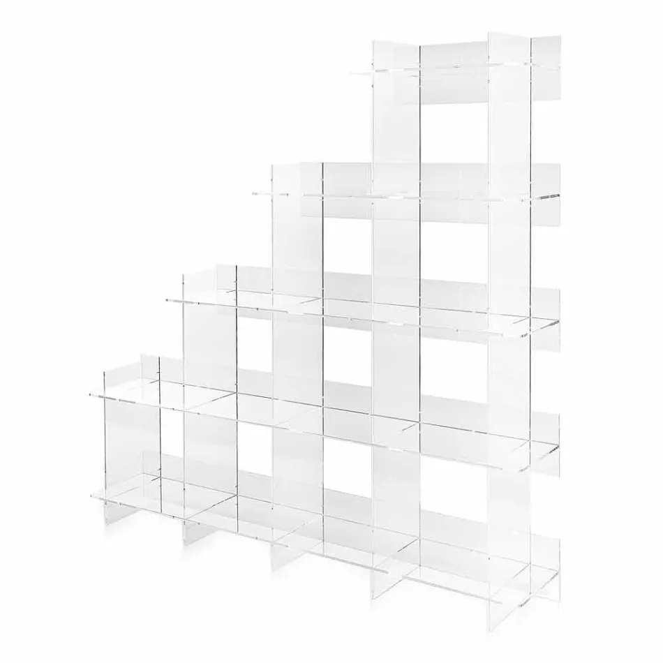 Boekenkast transparante wand Sfera3 L180 x H180 x P30 cm, gemaakt in Italië Viadurini