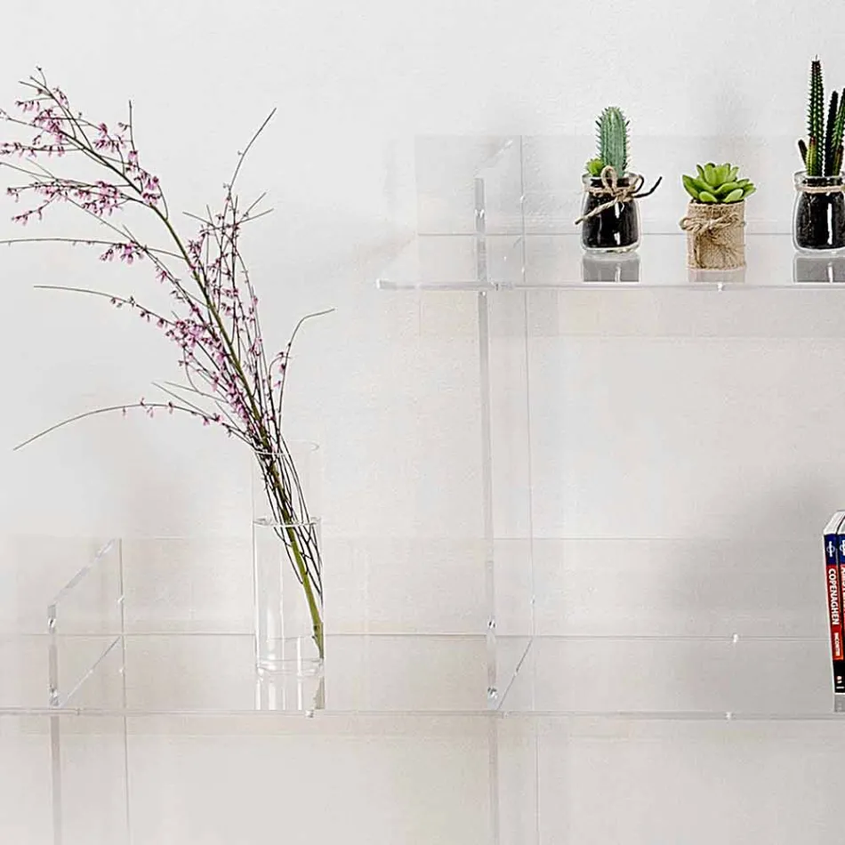 Boekenkast transparante wand Sfera3 L180 x H180 x P30 cm, gemaakt in Italië Viadurini