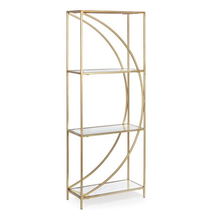 Hoge stalen boekenkast en 3 glazen planken Elegant design - Noralea Viadurini