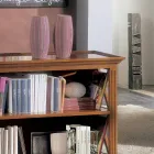 Lage boekenkast met houten structuur en open vakken Made in Italy - Fauno Viadurini