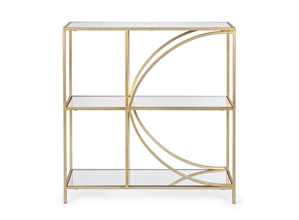 Lage stalen boekenkast en 3 glazen planken Elegant design - Noralea Viadurini