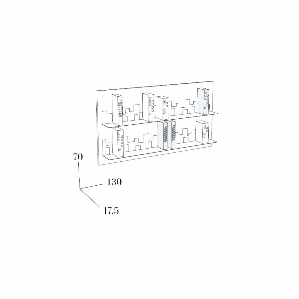 Boekenkast Hang Skyline 130x70 Mabele Viadurini