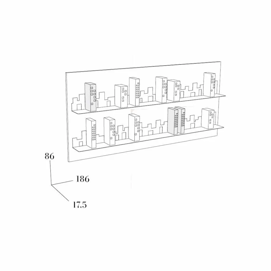 Boekenkast Hang Skyline 186x86 Mabele Viadurini