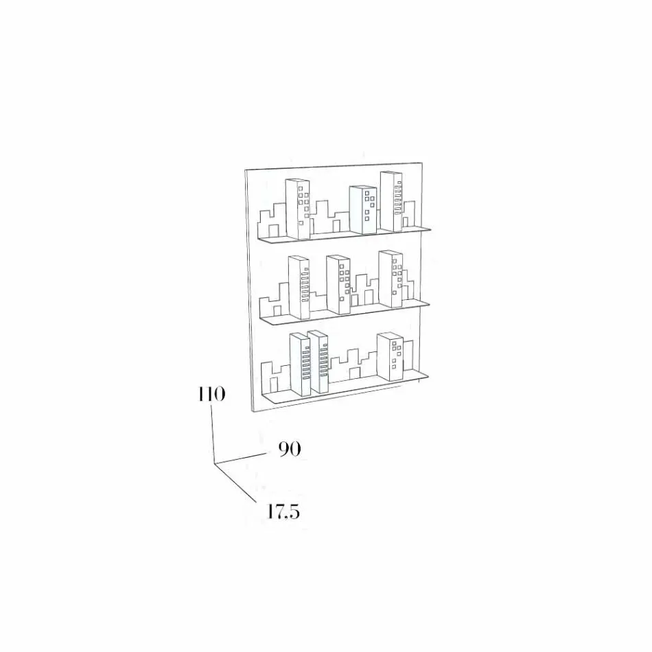Boekenkast Hang Skyline 90x110 Mabele Viadurini