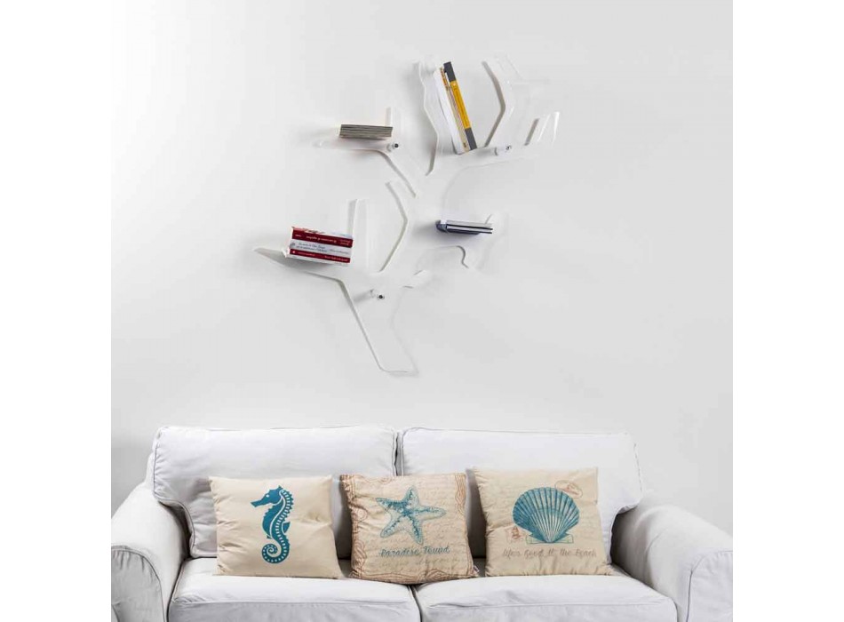 Boekenkast wit modern design Carol Wall, made in Italy