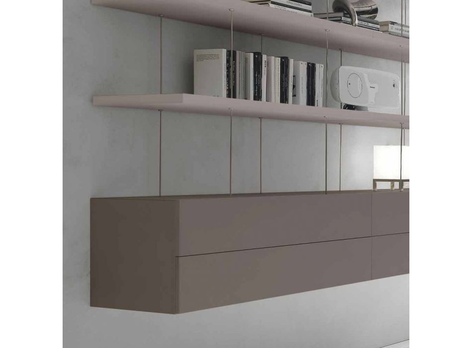 Moderne boekenkast aan de muur met structuur in gelakt MDF Made in Italy - Limpido Viadurini
