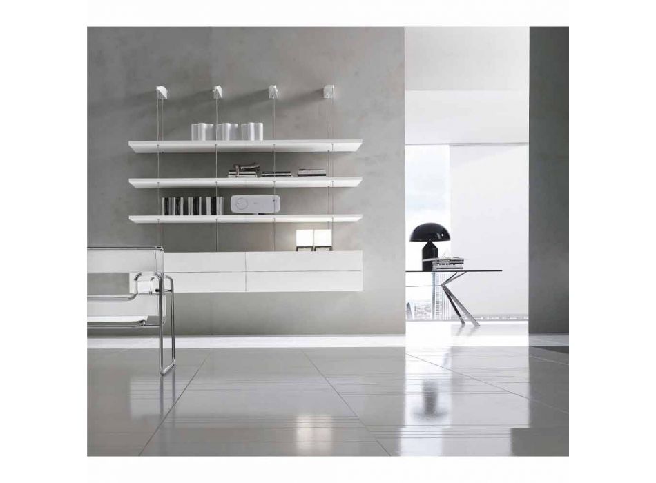 Moderne boekenkast aan de muur met structuur in gelakt MDF Made in Italy - Limpido Viadurini