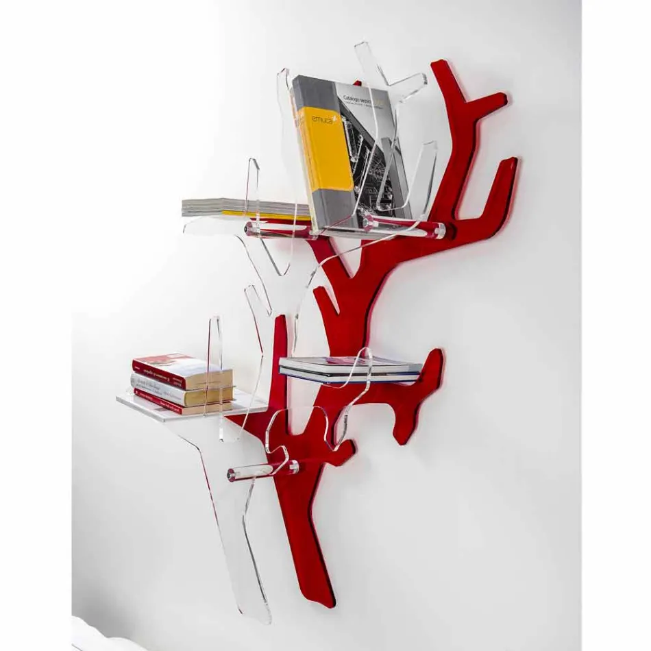 Bibliotheek van rode modern design Carol Wall, made in Italy Viadurini