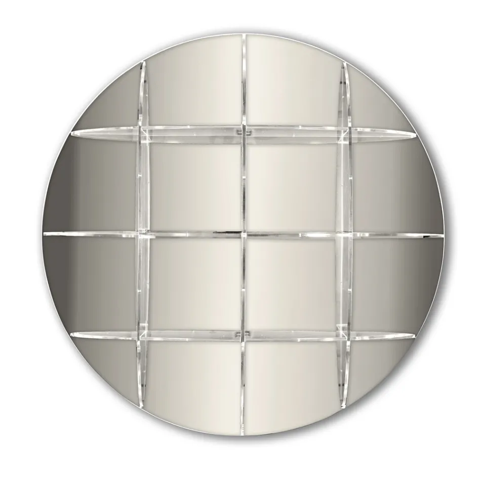 Ronde wandboekenkast in goud of zilver plexiglas Made in Italy - Lizzy Viadurini