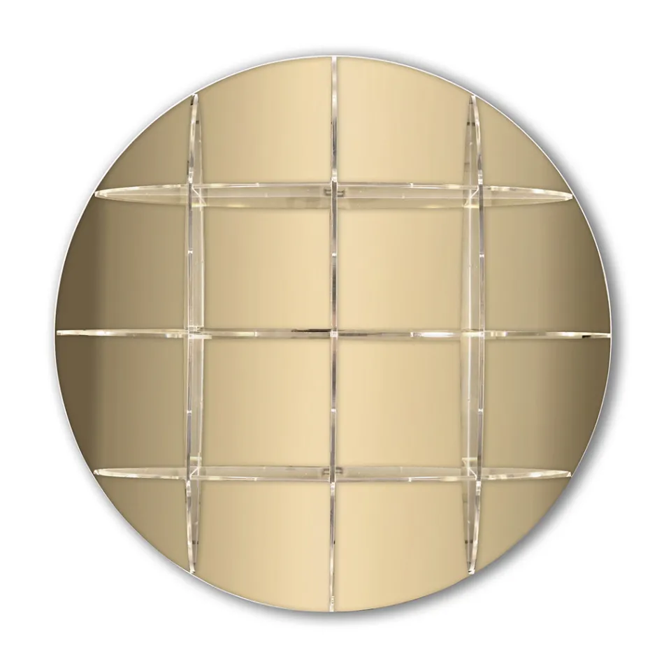 Ronde wandboekenkast in goud of zilver plexiglas Made in Italy - Lizzy Viadurini