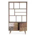 Woonkamer boekenkast in mangohout en Homemotion gerecyclede deuren - Auriel Viadurini