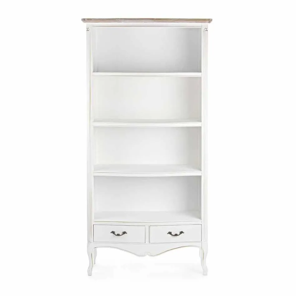 Klassieke houten boekenkast met metalen handgrepen Homemotion - Spina Viadurini