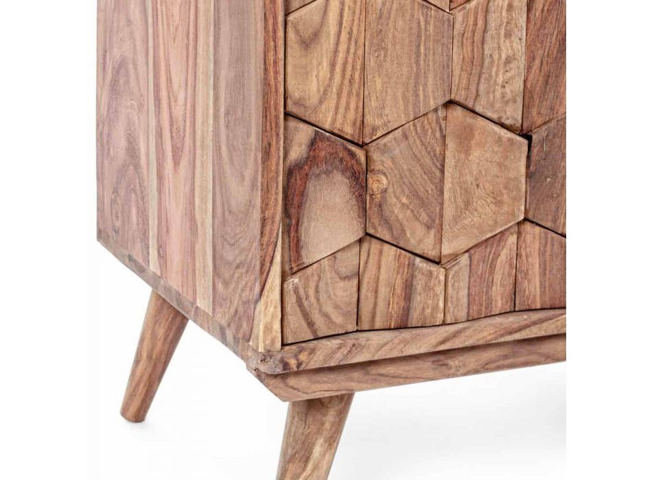 Vloer Boekenkast met houten structuur Design Vintage Homemotion - Ventador Viadurini