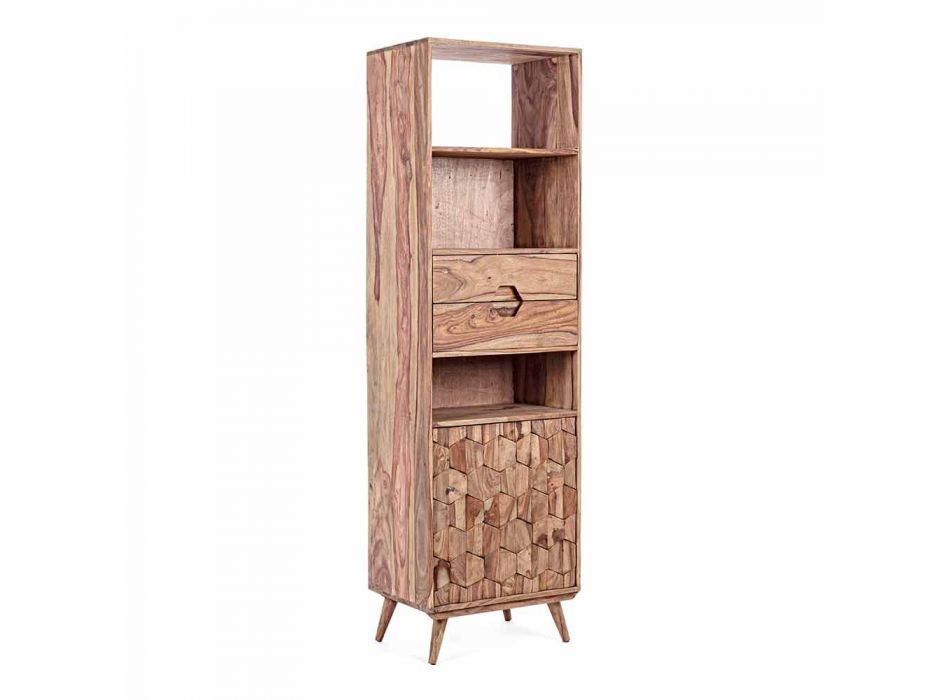 Vloer Boekenkast met houten structuur Design Vintage Homemotion - Ventador Viadurini