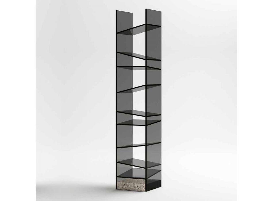 Design boekenplank in glas met stalen onderstel Made in Italy - Biba Viadurini